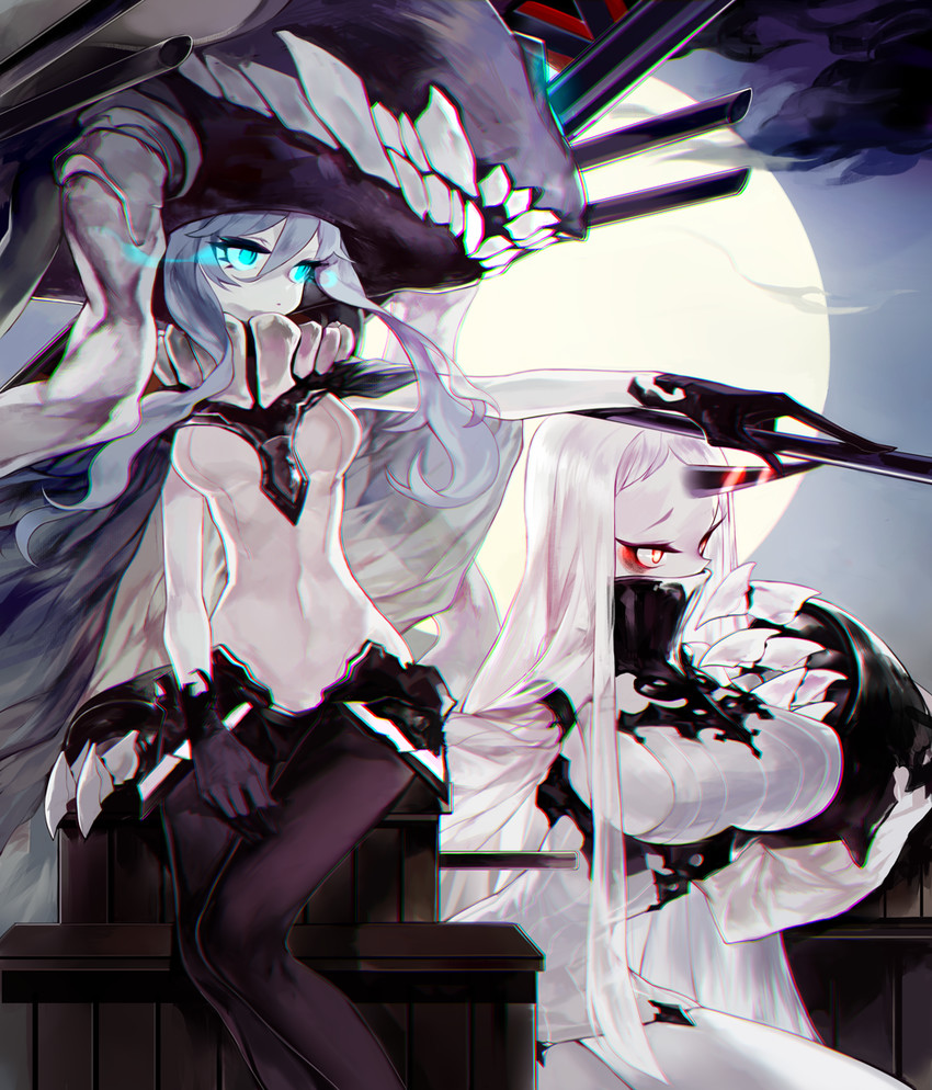 wo-class aircraft carrier and seaport princess (kantai collection) drawn by mo_(mocopo)