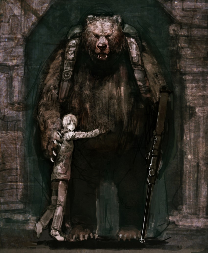yion green and kozlov loewic grebnev (biomega) drawn by oguchi