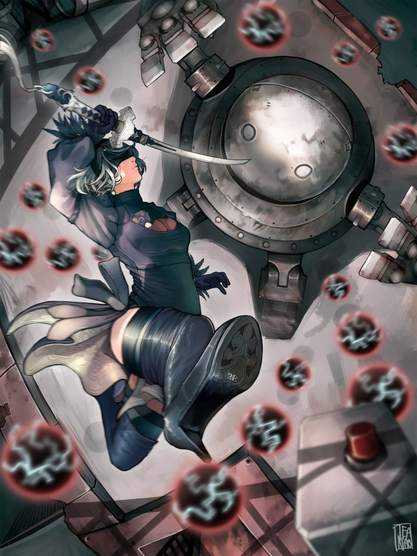 2b and pod (nier and 1 more) drawn by teanao