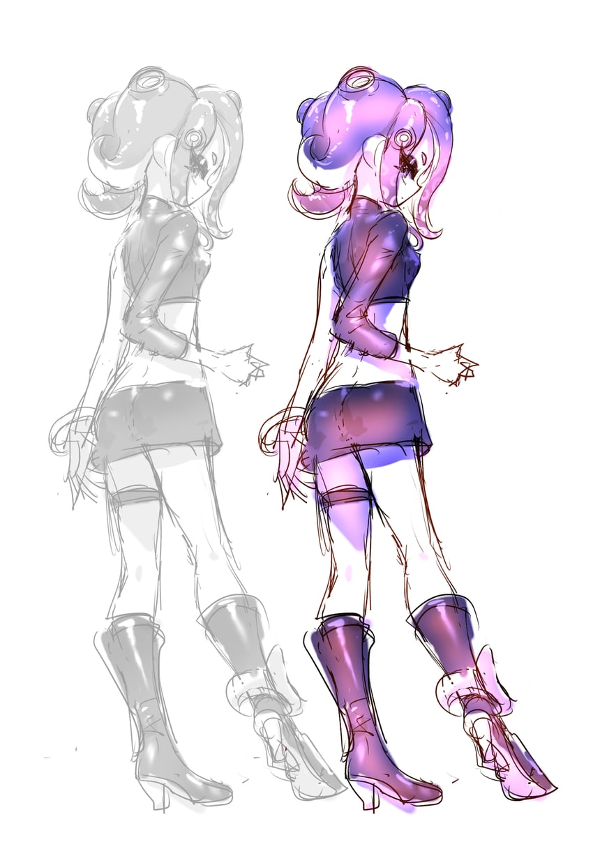 octoling player character, octoling girl, and agent 8 (splatoon and 2 more) drawn by koharu2.5