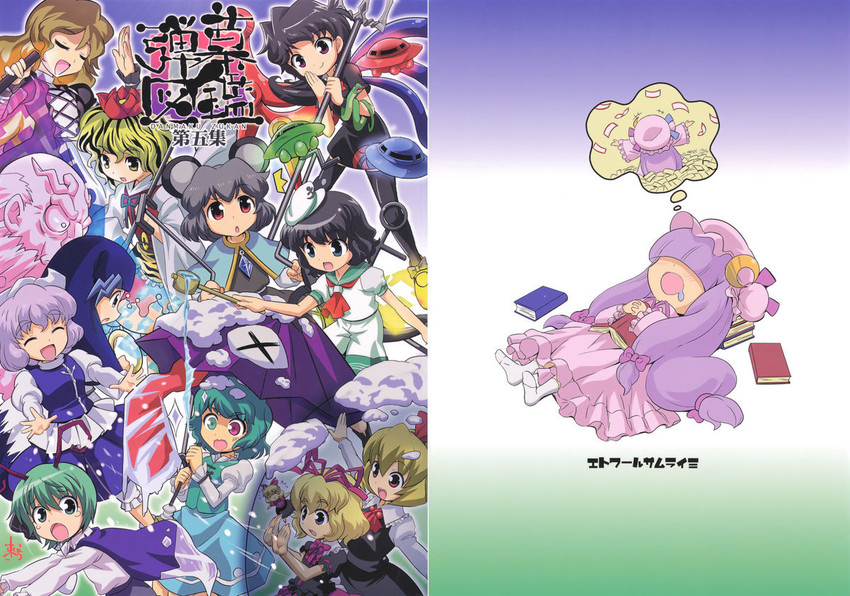 patchouli knowledge, rumia, tatara kogasa, nazrin, hijiri byakuren, and 9 more (touhou) drawn by maxgonta