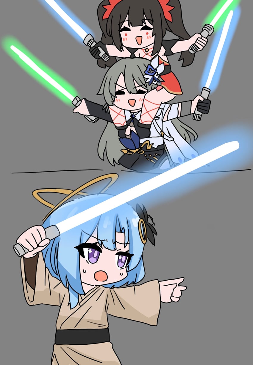 sparkle, griseo, vita, obi-wan kenobi, and general grievous (honkai and 4 more) drawn by mokkyo_(motkyo)