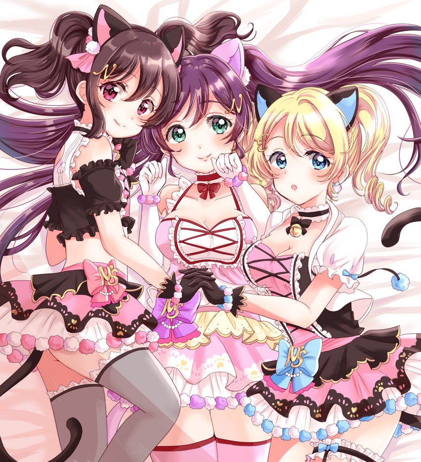tojo nozomi, yazawa nico, and ayase eli (love live! and 1 more) drawn by eneco