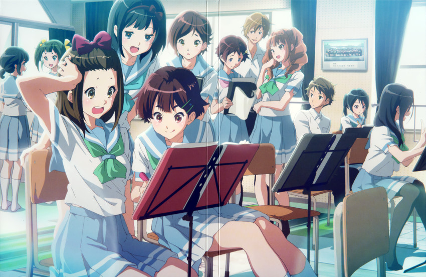 tanaka asuka, tsukamoto shuuichi, hitomi lala, taura mei, noguchi hideri, and 7 more (hibike! euphonium) drawn by ikeda_shouko