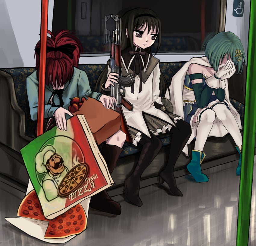 akemi homura, miki sayaka, and sakura kyoko (mahou shoujo madoka magica) drawn by m40u