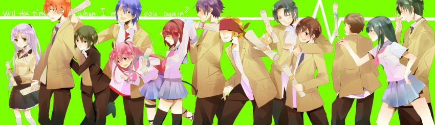 tachibana kanade, nakamura yuri, yui, hinata hideki, otonashi yuzuru, and 8 more (angel beats!) drawn by amemiya_chiyu
