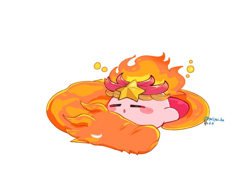 kirby, fire kirby, and monster flame kirby (kirby and 2 more) drawn by seiyui_hn