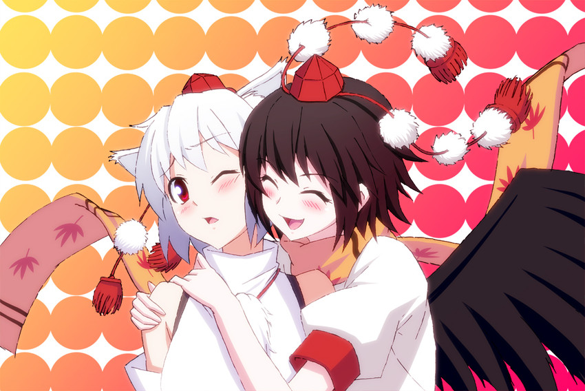 shameimaru aya and inubashiri momiji (touhou) drawn by h-new