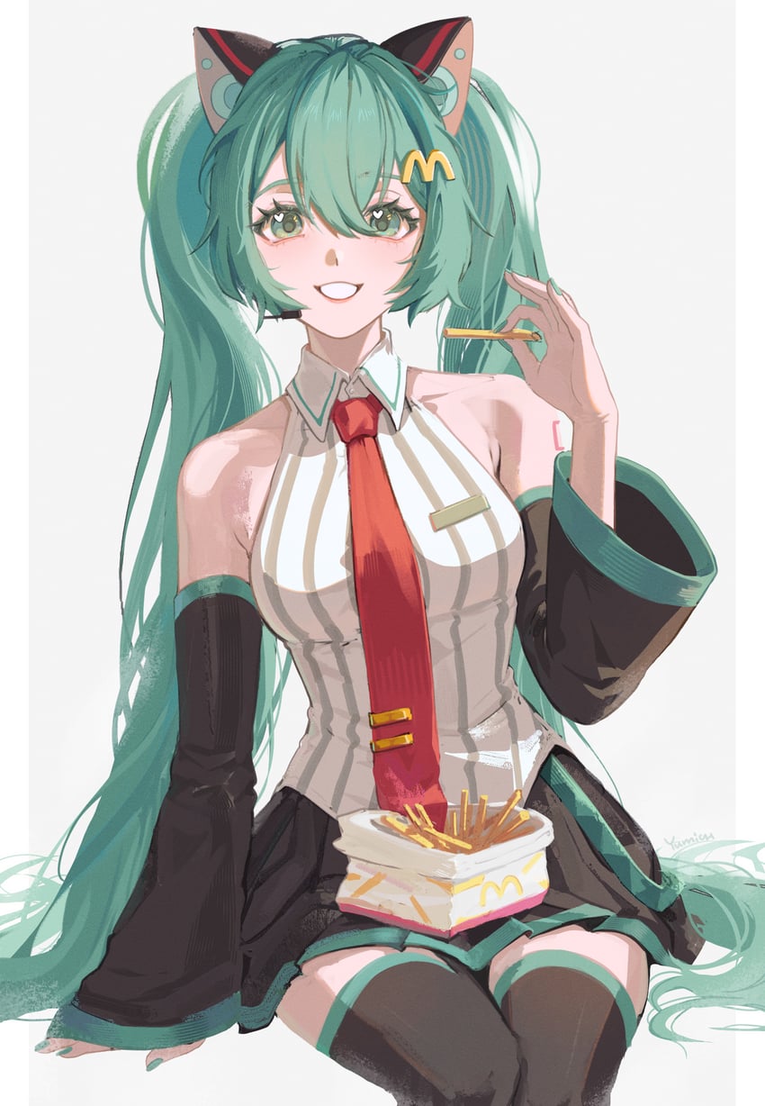 hatsune miku (vocaloid and 2 more) drawn by yumich