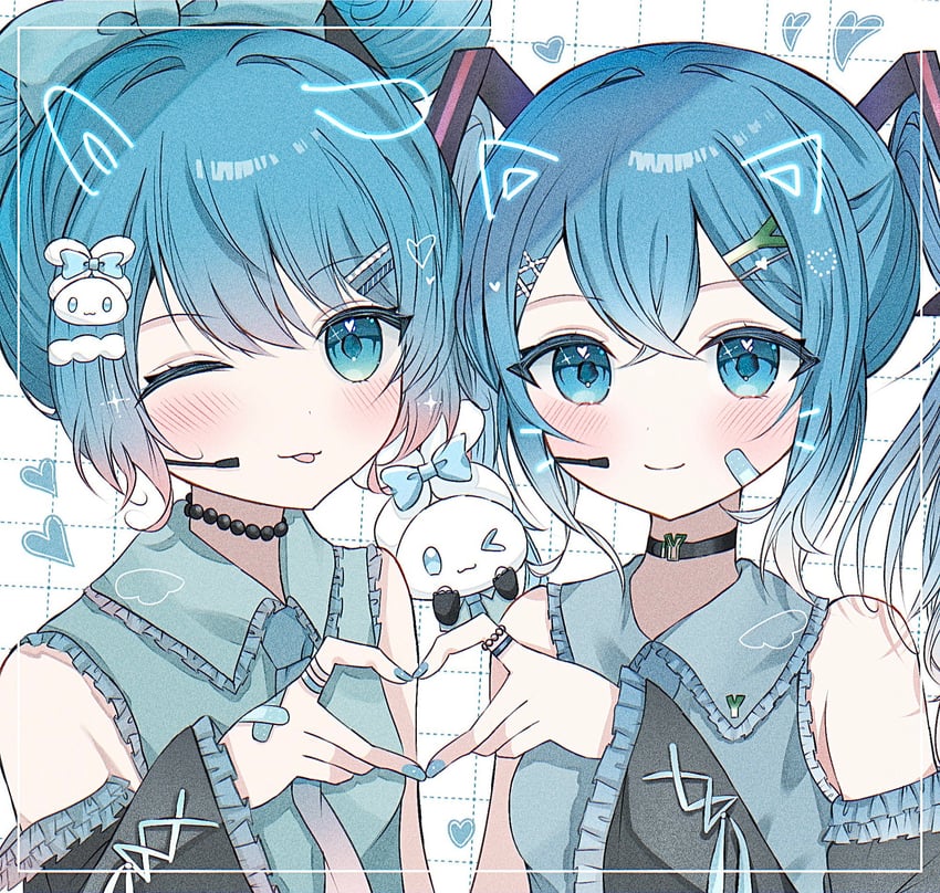 hatsune miku, cinnamoroll, and cinnamiku (vocaloid and 2 more) drawn by intoru_4