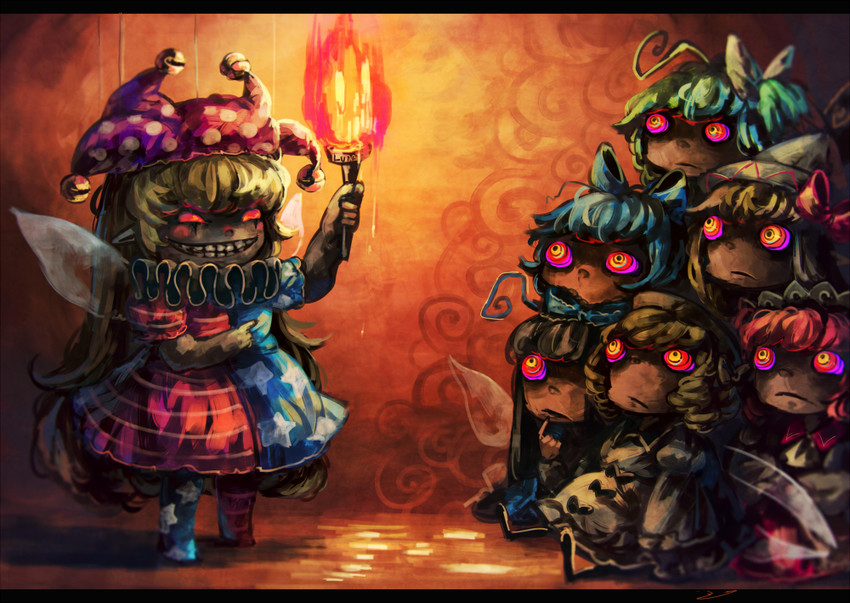 cirno, daiyousei, clownpiece, lily white, star sapphire, and 2 more (touhou) drawn by koto_inari