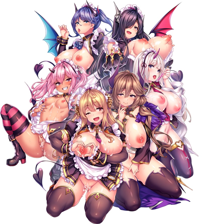 palmier, selam, charlotte, fran, rea, and 1 more (boku ga incubus ni naru tame ni kyou kara succubus to lesson shimasu 2) drawn by shiokonbu