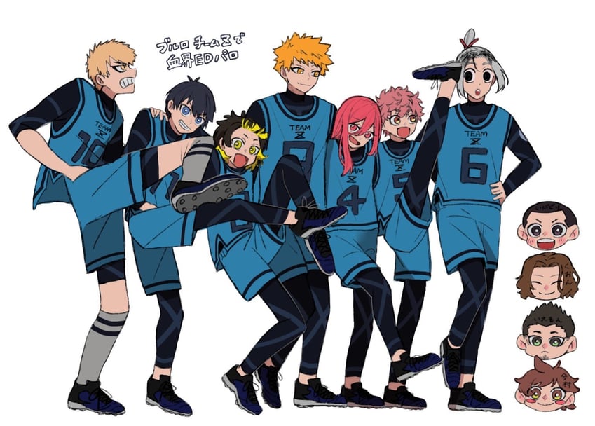 isagi yoichi, bachira meguru, chigiri hyoma, kunigami rensuke, gagamaru gin, and 6 more (blue lock) drawn by l2blq1