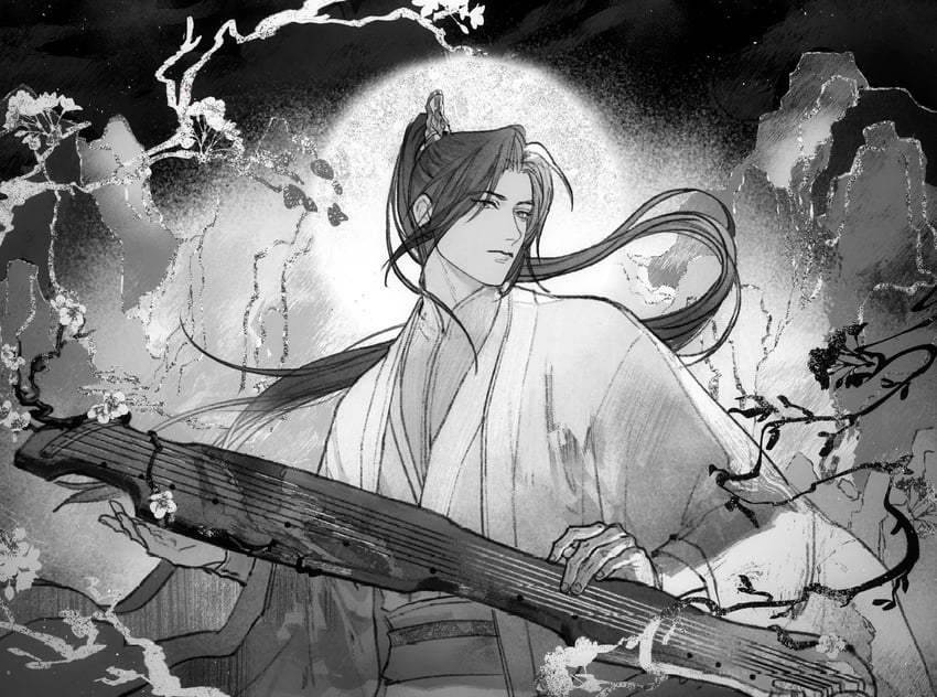 chu wanning (erha he ta de bai mao shizun) drawn by losu