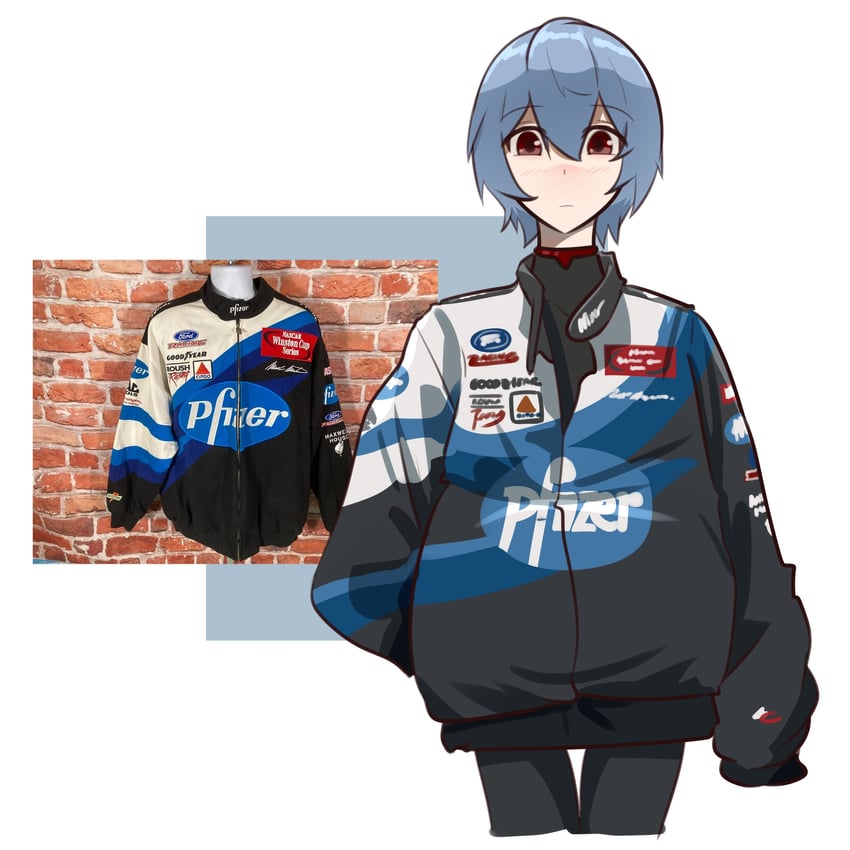 ayanami rei and mark martin (neon genesis evangelion and 1 more) drawn by holeecrab