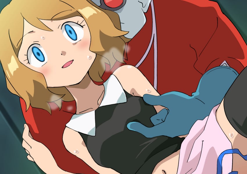 serena and xerosic (pokemon and 1 more) drawn by hitsugi_mc