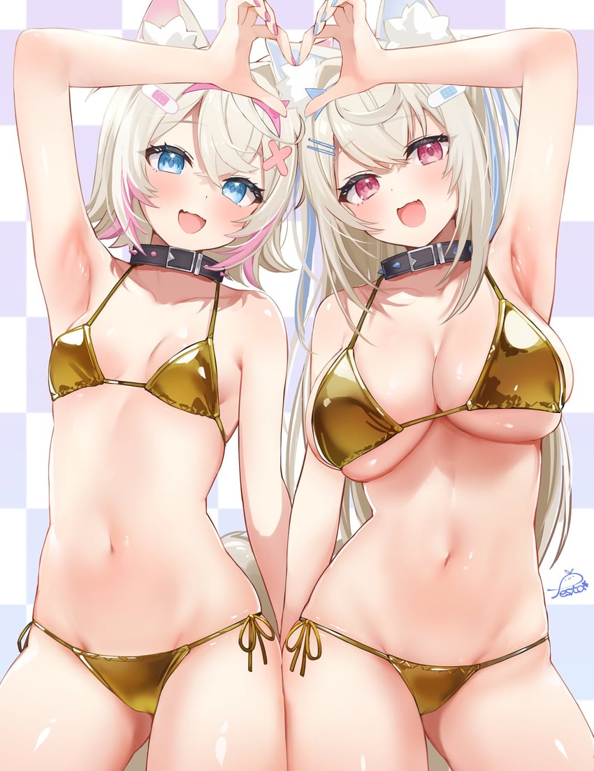 fuwawa abyssgard and mococo abyssgard (hololive and 1 more) drawn by festa11307070
