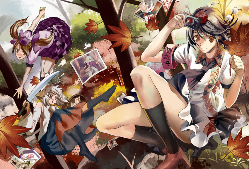 hakurei reimu, kirisame marisa, konpaku youmu, patchouli knowledge, shameimaru aya, and 4 more (touhou) drawn by mizuta_kenji