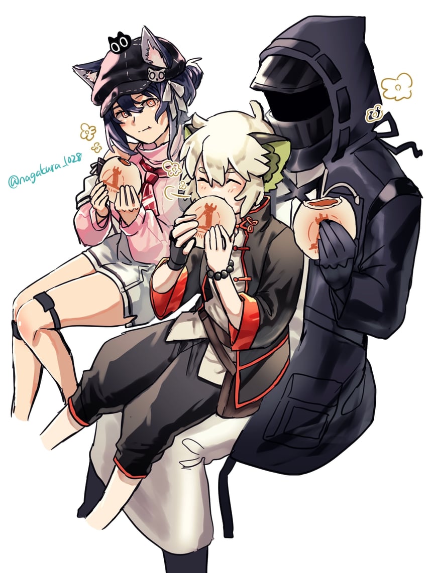 doctor, luo xiaohei, and rockrock (arknights and 1 more) drawn by irohakaronn0913