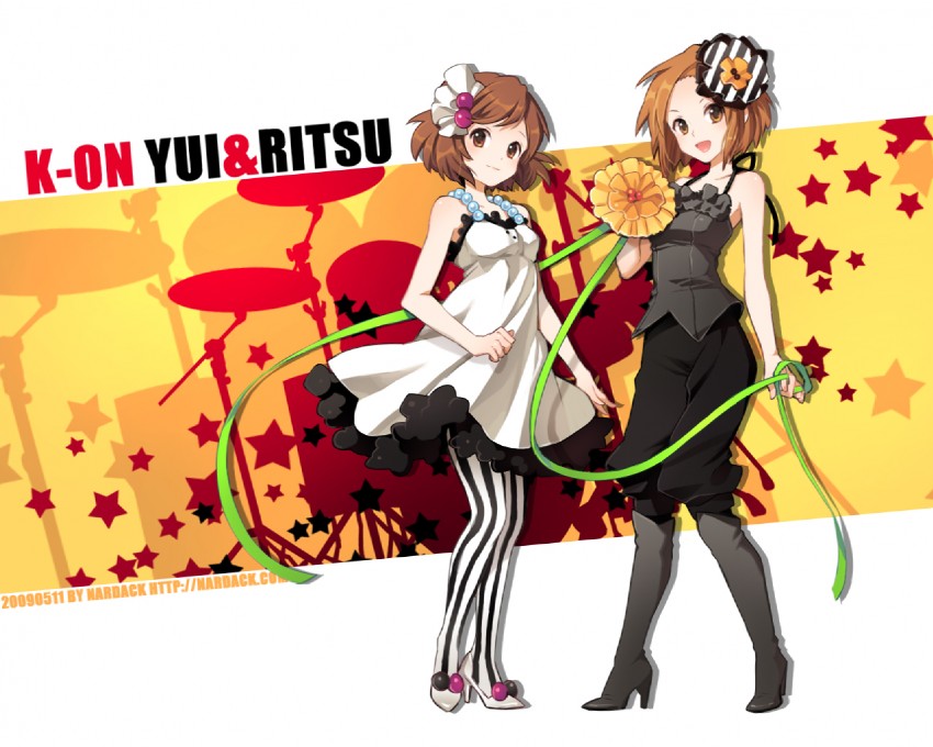 hirasawa yui and tainaka ritsu (k-on!) drawn by nardack