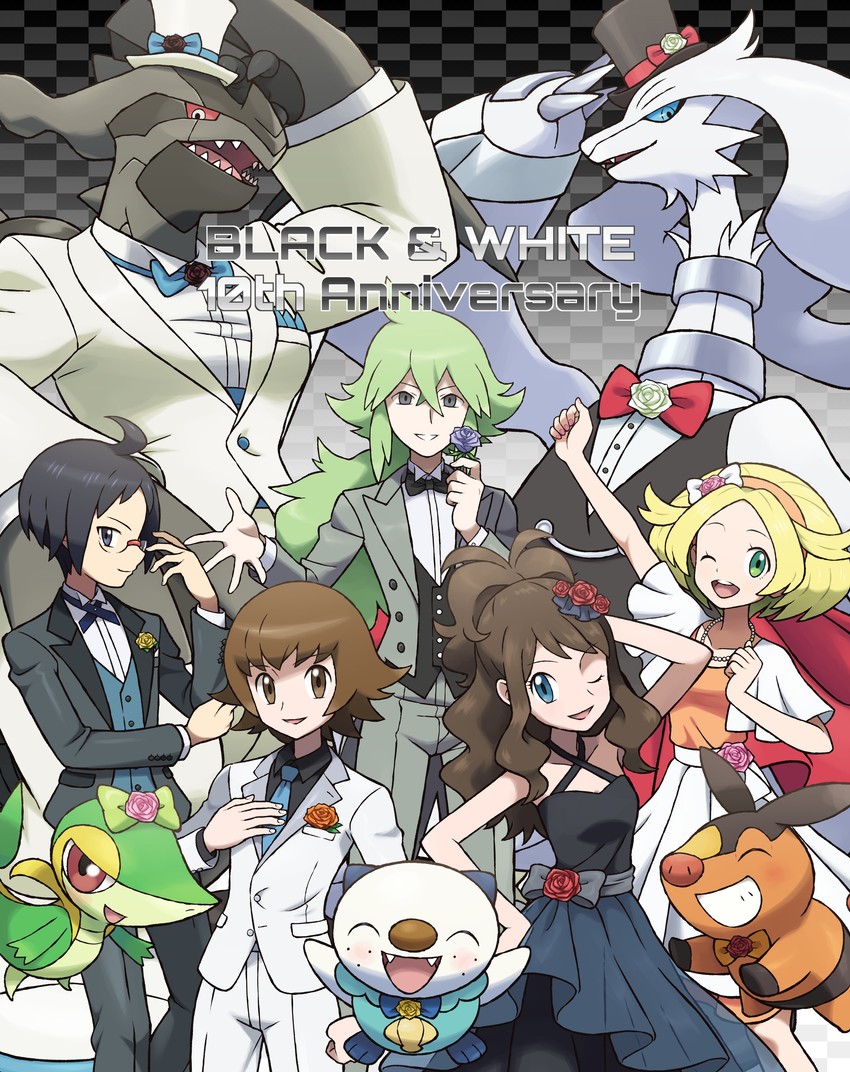 hilda, hilbert, n, oshawott, snivy, and 5 more (pokemon and 1 more) drawn by ice_ground