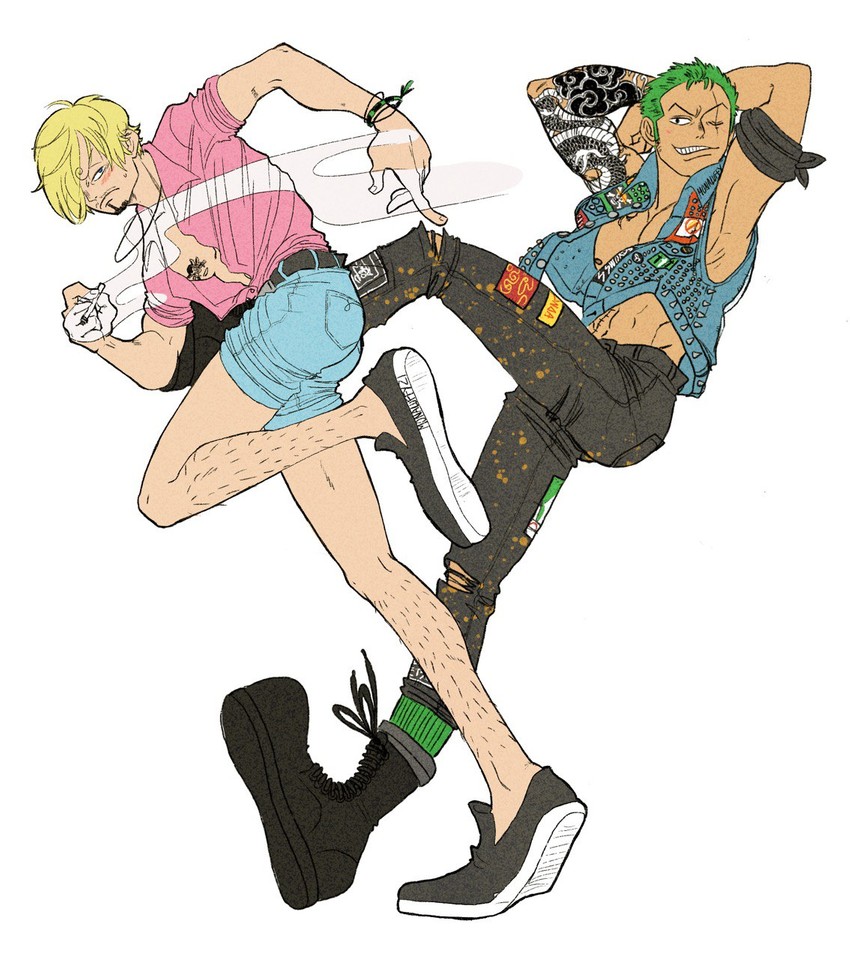 roronoa zoro and sanji (one piece) drawn by mona_luffy