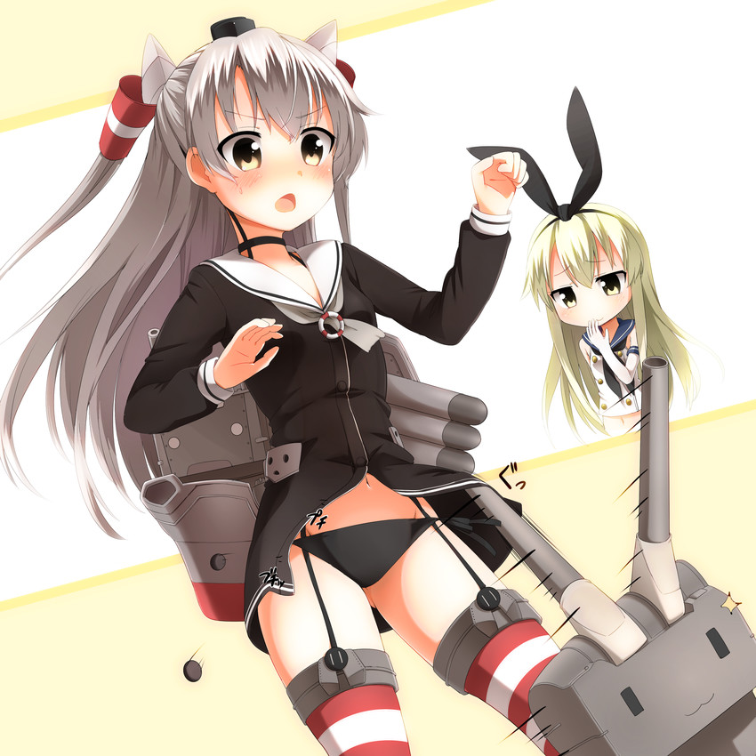 shimakaze, amatsukaze, rensouhou-chan, and rensouhou-kun (kantai collection) drawn by faubynet