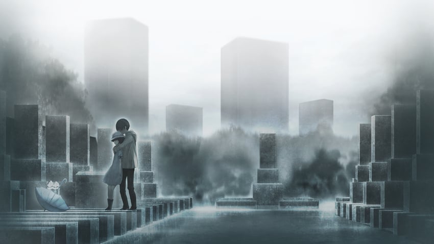 okabe rintarou and shiina mayuri (steins;gate and 1 more) drawn by huke