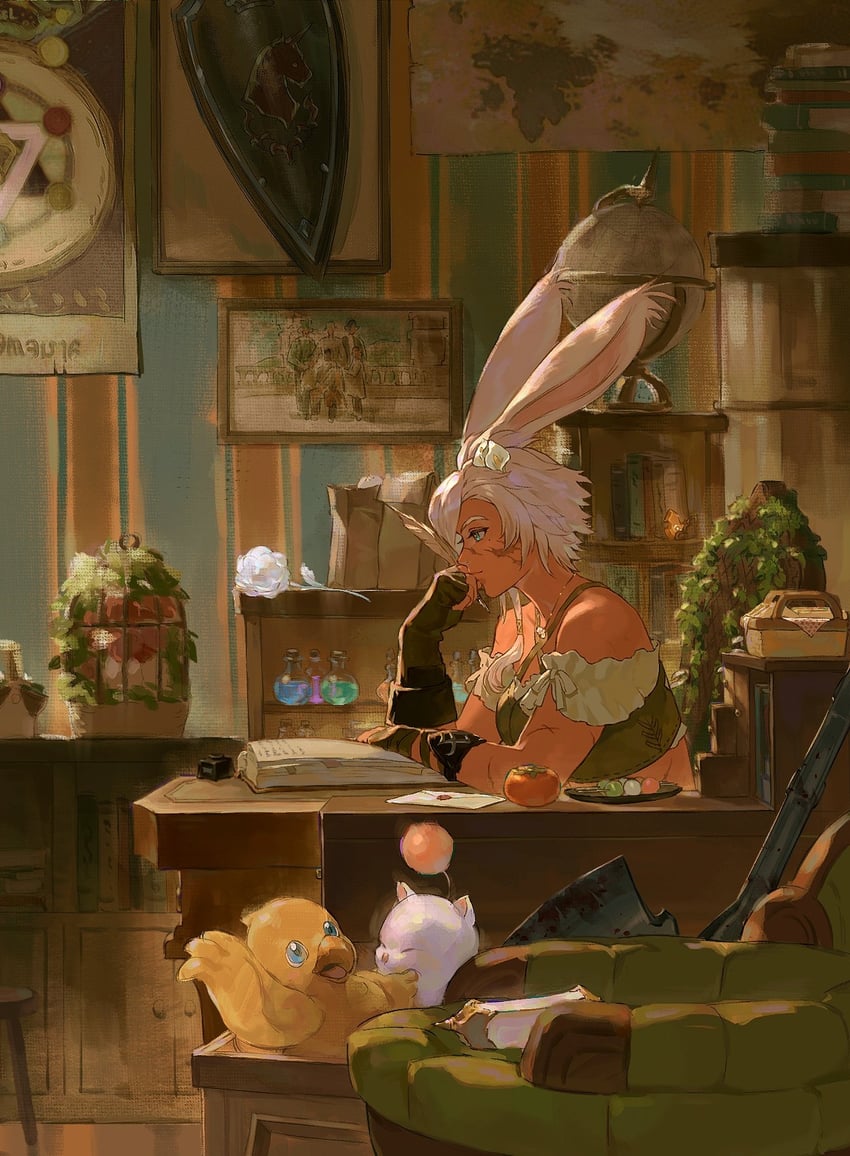 warrior of light and moogle (final fantasy and 1 more) drawn by hebi86070749