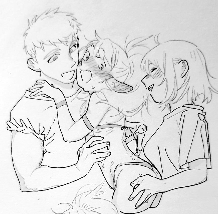 marcille donato, falin touden, and laios touden (dungeon meshi) drawn by samipeko