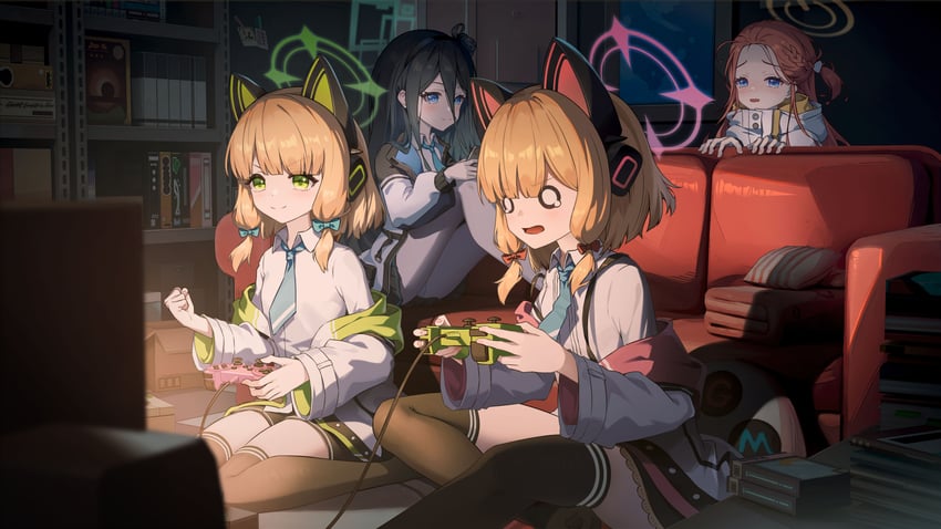 aris, momoi, midori, and yuzu (blue archive) drawn by heiyizhushenxia