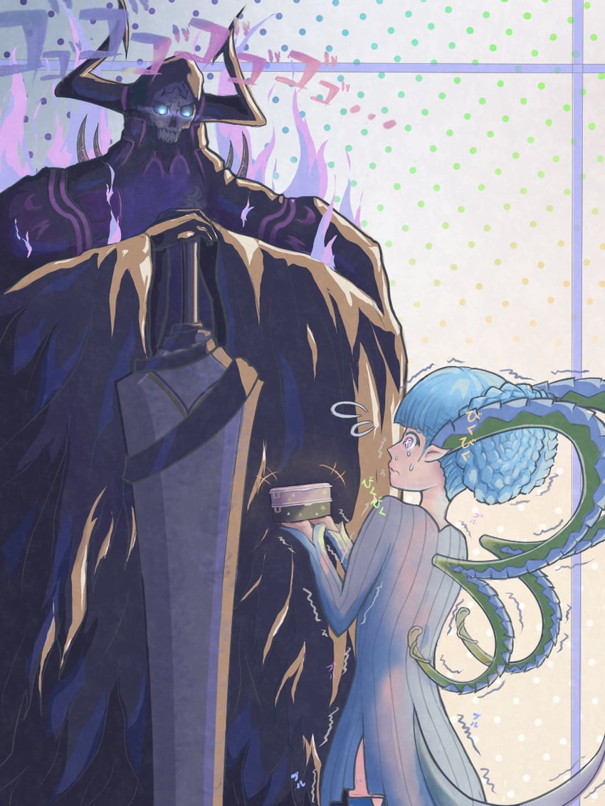 king hassan, tiamat, and larva tiamat (fate and 1 more) drawn by pobiscqcqp38813