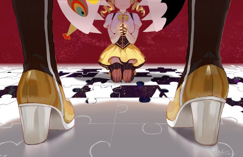 tomoe mami and charlotte (mahou shoujo madoka magica) drawn by pinlin