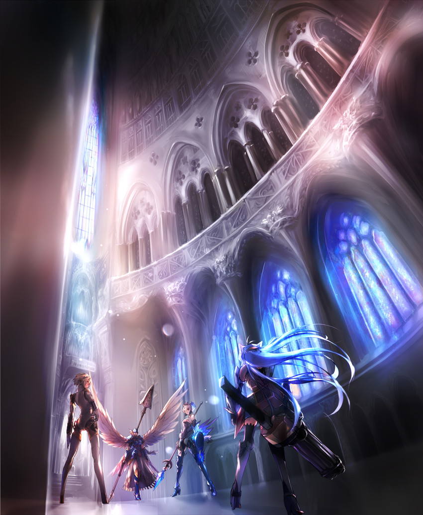 aigis, kos-mos, gwendolyn, kos-mos ver. 4, and lenneth valkyrie (persona and 5 more) drawn by negresco