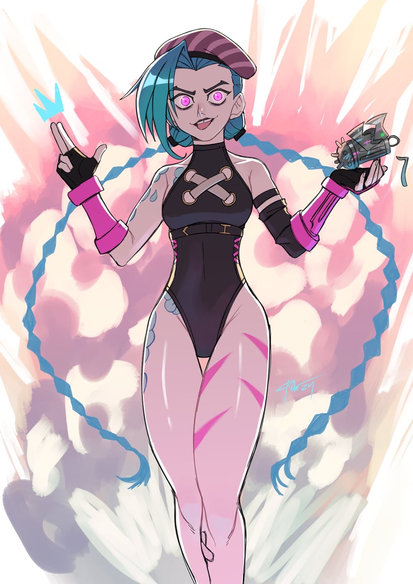 cammy white, jinx, and arcane jinx (league of legends and 2 more) drawn by corviwing