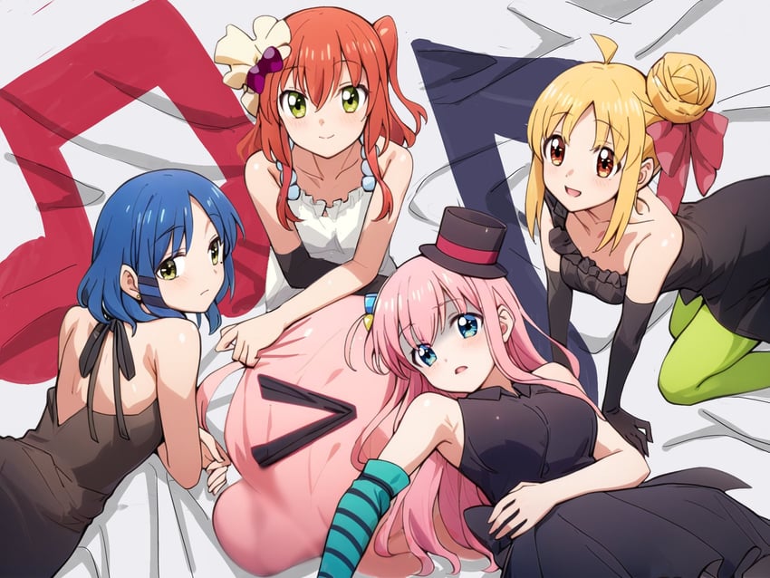 gotoh hitori, akiyama mio, hirasawa yui, tainaka ritsu, kita ikuyo, and 3 more (k-on! and 1 more) drawn by ryuhirohumi