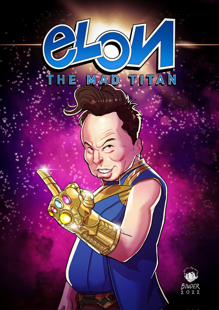 thanos and elon musk (marvel and 1 more) drawn by bernhard_binder