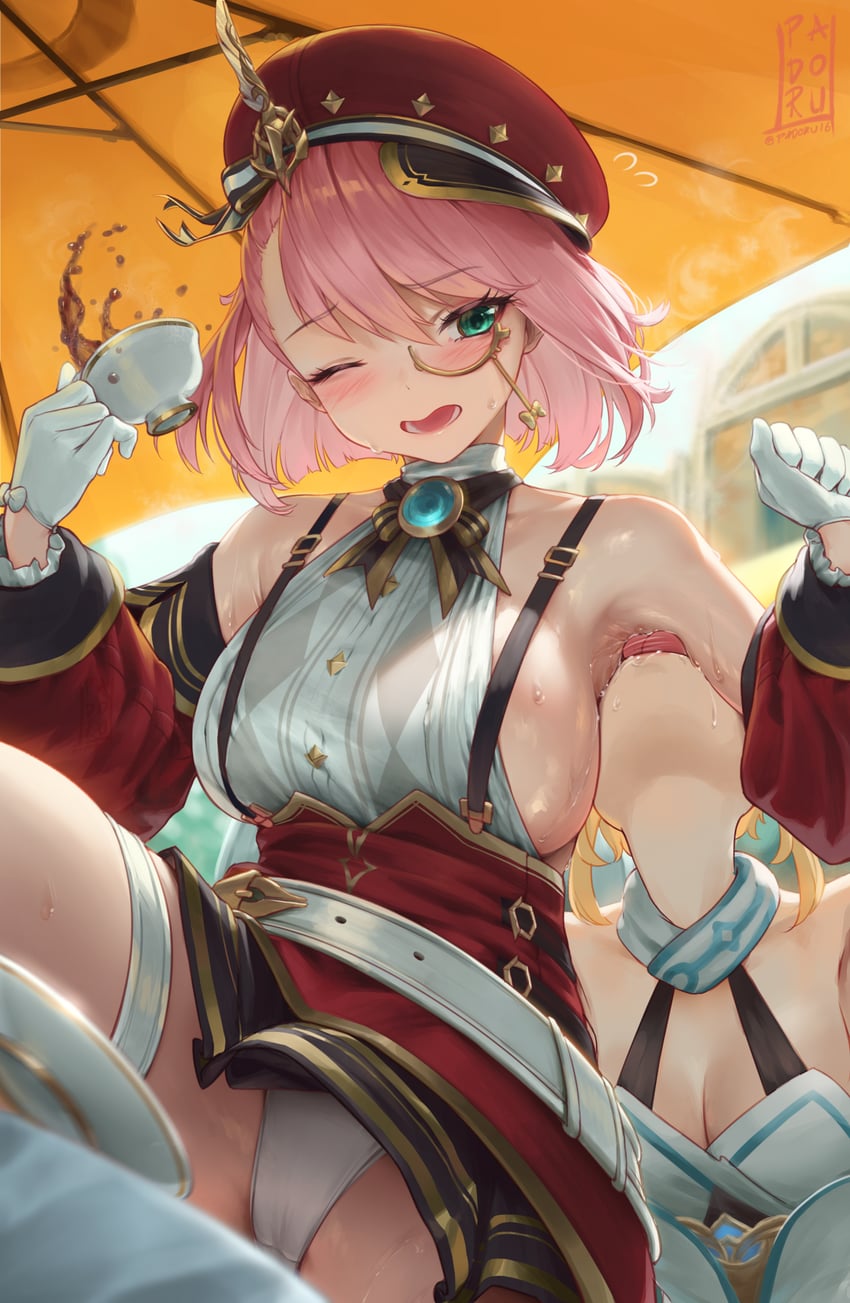 lumine and charlotte (genshin impact) drawn by padoruu
