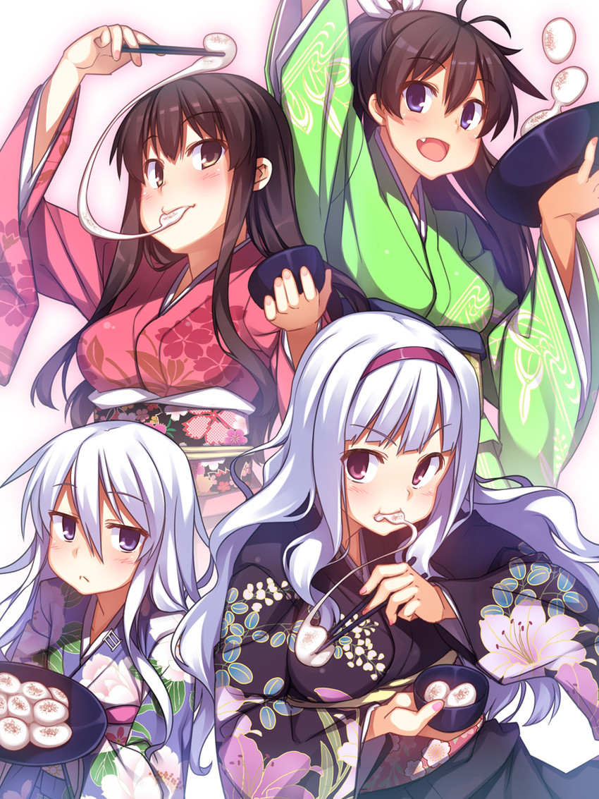 hibiki, akagi, shijou takane, and ganaha hibiki (kantai collection and 1 more) drawn by racer_(magnet)