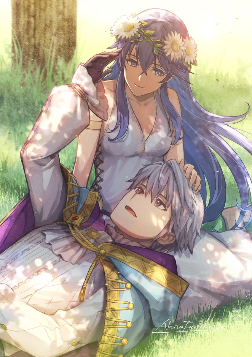 lucina and male robin (fire emblem and 2 more) drawn by fujikawa_akira