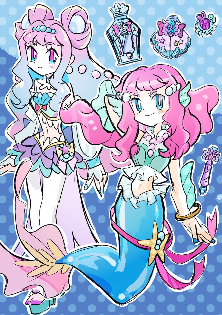 laura la mer and cure la mer (precure and 1 more) drawn by rakugaki_shitagari-ya