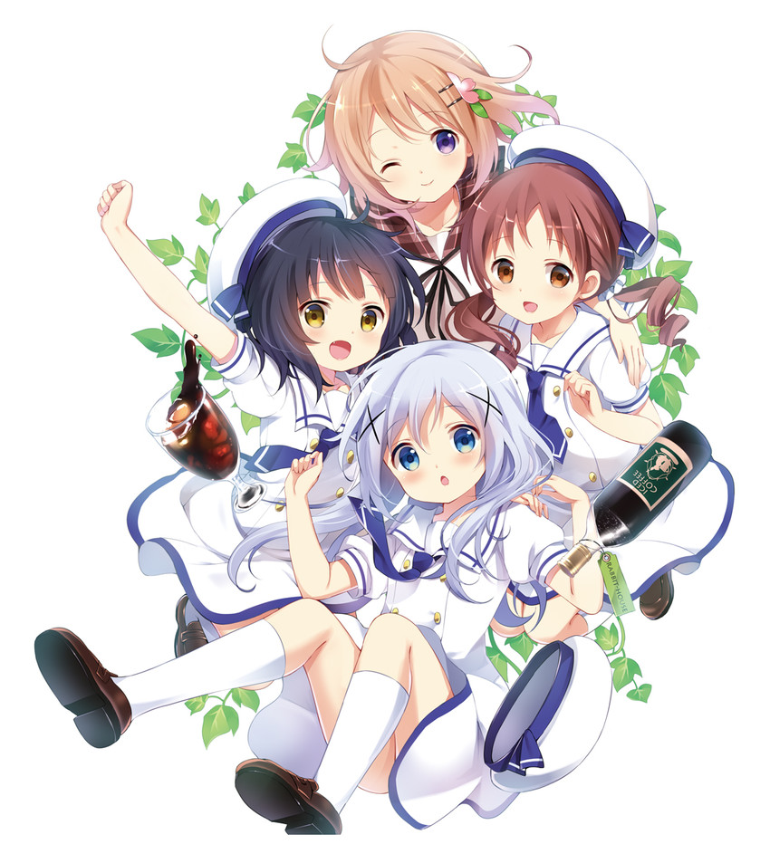 kafuu chino, hoto cocoa, jouga maya, and natsu megumi (gochuumon wa usagi desu ka?) drawn by koi_(koisan)