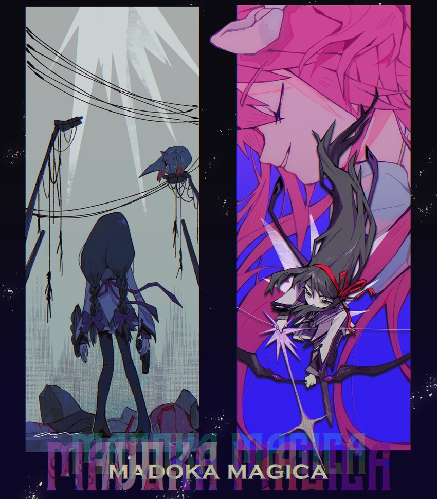 akemi homura, kaname madoka, kyubey, and ultimate madoka (mahou shoujo madoka magica) drawn by vellmori