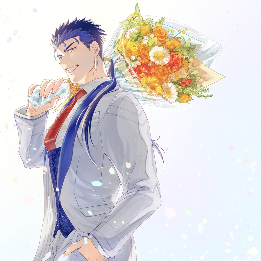 cu chulainn (fate and 1 more) drawn by daro_maru