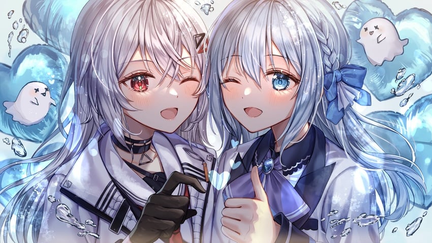 kannagi tenri and yuugasaki umi (indie virtual youtuber and 1 more) drawn by sakura_(39ra)