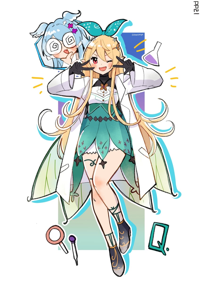 elira pendora and pomu rainpuff (nijisanji and 2 more) drawn by hakamii
