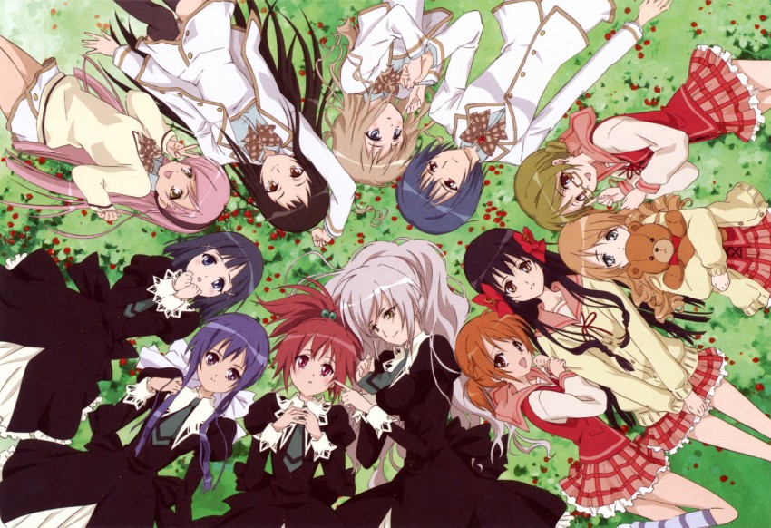 aoi nagisa, suzumi tamao, hanazono shizuma, nanto yaya, minamoto chikaru, and 7 more (strawberry panic!) drawn by sakai_kyuuta