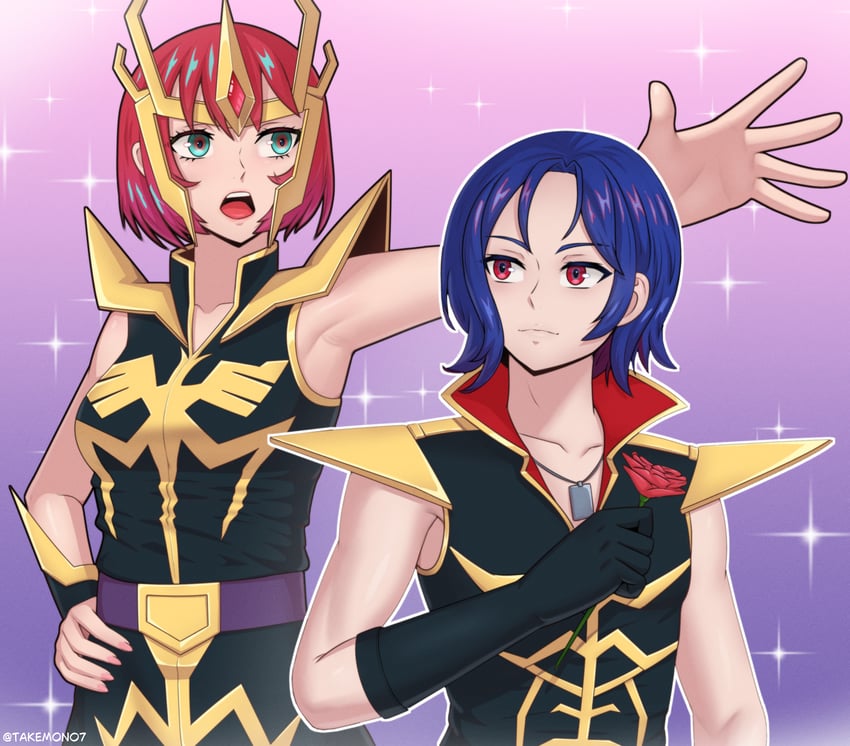 amate yuzuriha, shuji ito, haman karn, and mashymre cello (gundam and 2 more) drawn by telurasins