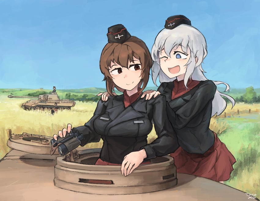 nishizumi maho and itsumi erika (girls und panzer) drawn by taco_xd69