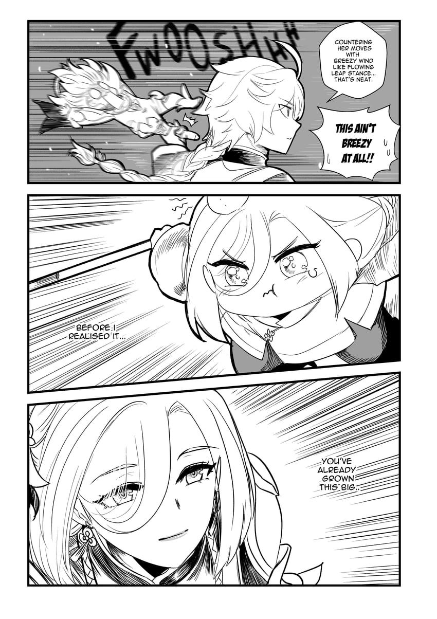aether, paimon, and shenhe (genshin impact) drawn by aepuru_arts